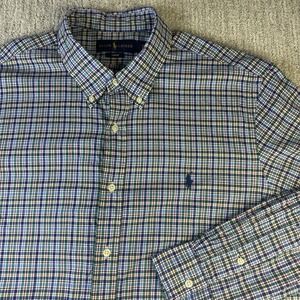 Polo Ralph Lauren Button Down Up Shirt Mens XL Slim Fit Long Sleeve Plaid